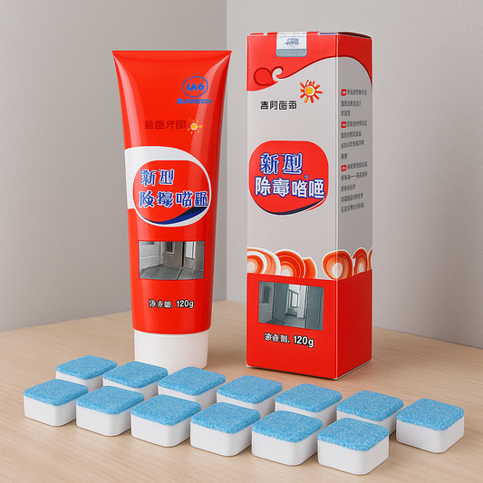 Τζελ αφαίρεσης μούχλας και ΔΩΡΟ 12 Ταμπλέτες καθαρισμού πλυντηρίου ρούχων – Το απόλυτο σετ καθαρισμού 2 σε 1